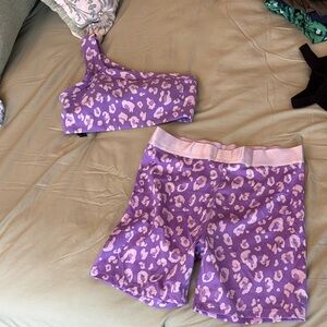 Women’s Purple Leopard Print Activewear Set